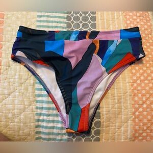 NWOT High Waisted SHEIN multi color colorful Small Bikini Swim Bottoms